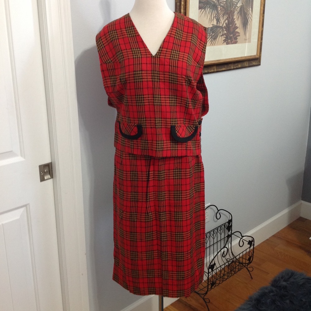 Phil Rose of Ca Skirt Set Vintage 3 Piece 1950's Plaid